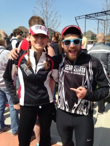 Devon & I in matching outfits post-race.