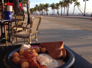 Patrick had breakfast while I biked